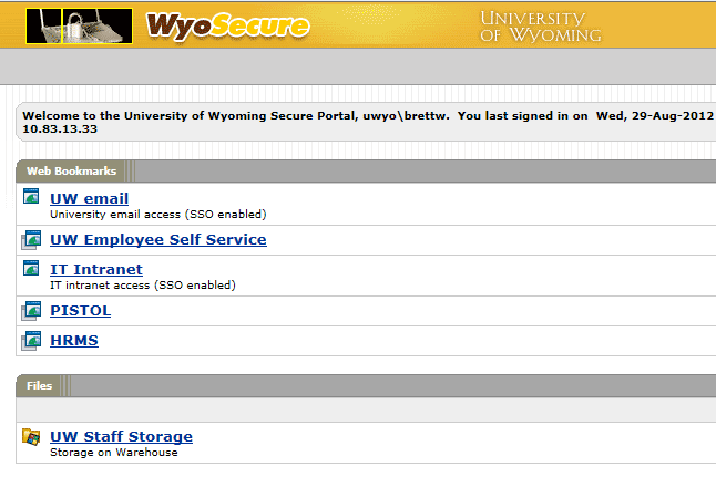 WyoSecure browser window