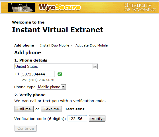 Instant Virtual Extranet browser window