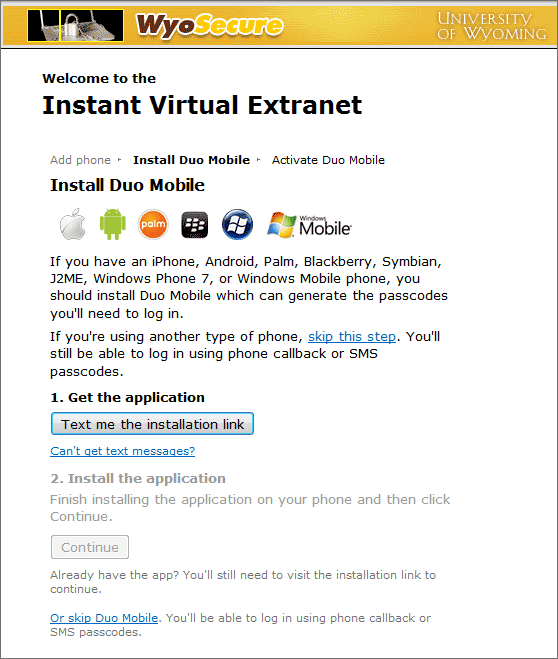 Instant Virtual Extranet browser window