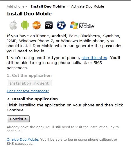 Instant Duo Mobile screen