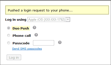 Pushed a login request to your phone... screen