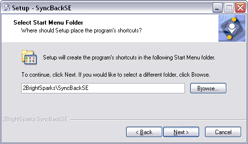 Select Start Menu Folder window