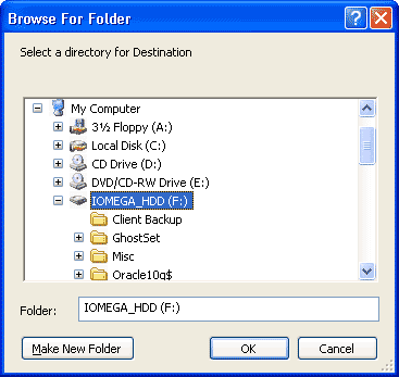 Browse For Folder window