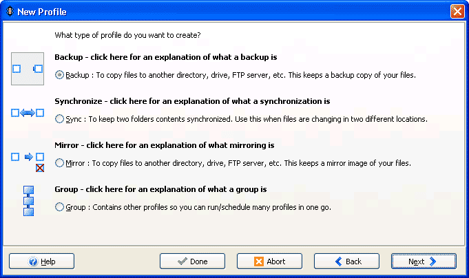 New Profile window