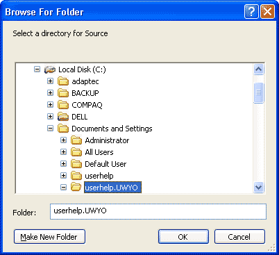 Browse For Folder window