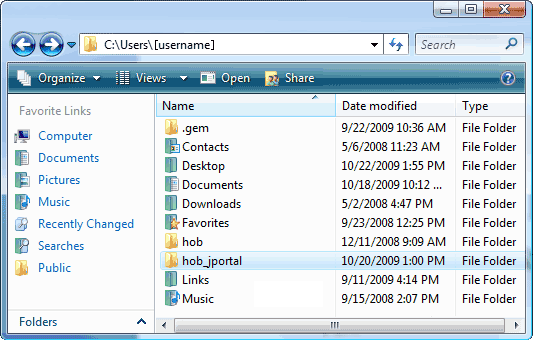 Vista C:\Users\[username] folder