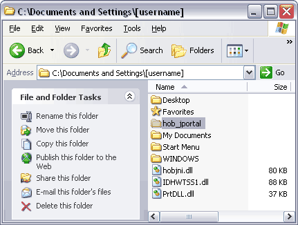 XP C:\Documents and Settings\[username] folder