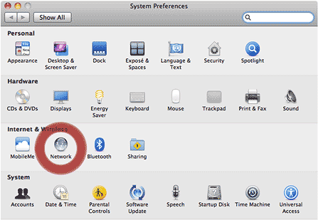 System Preferences window