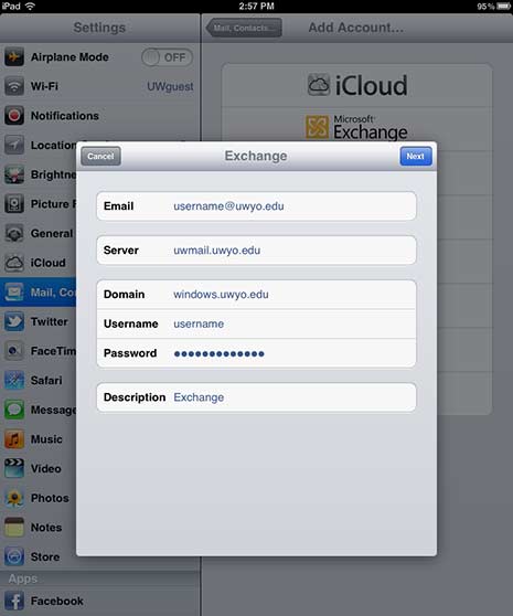 iPad Exchange screen