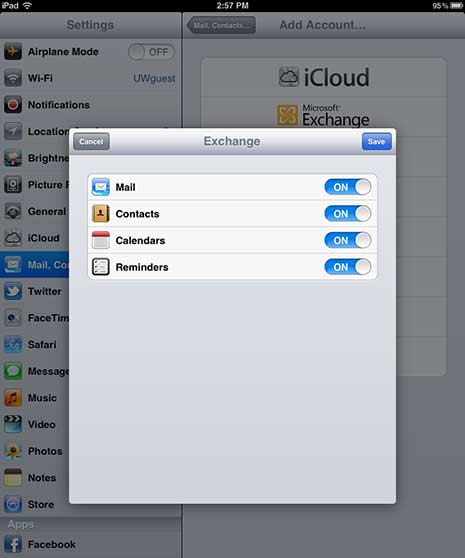 iPad Exchange screen