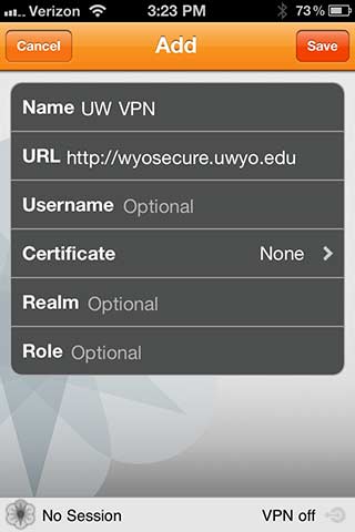 Add Account screen