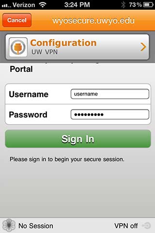 Sign In screen