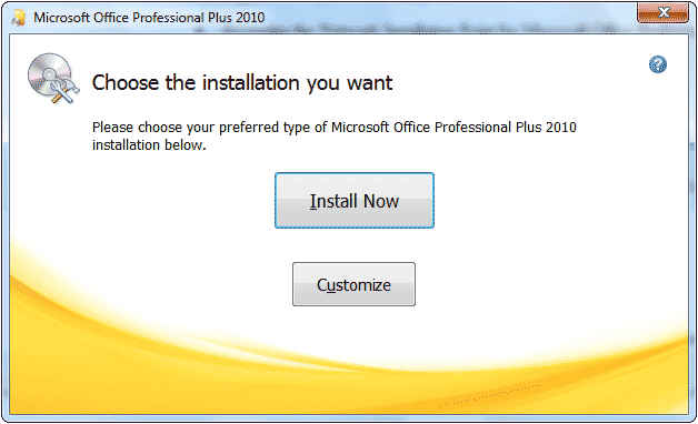 Choose the installation you want window