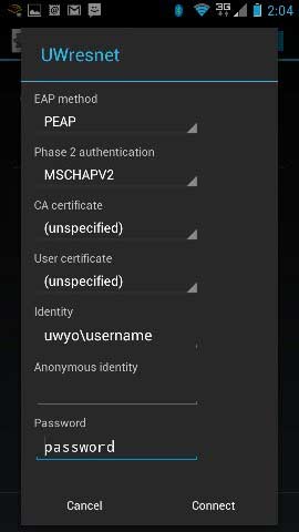 Add an Exchange account screen
