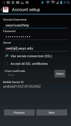 Server Settings screen