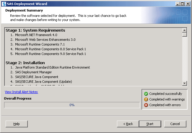 Deployment Summary window