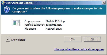 User Account Control window