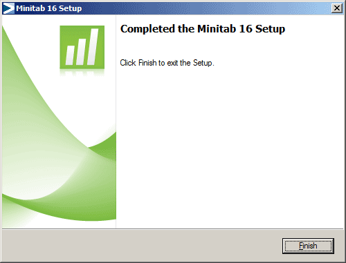 Completed the Minitab 16 Setup window