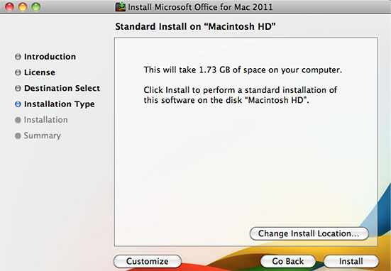 Installation Type window