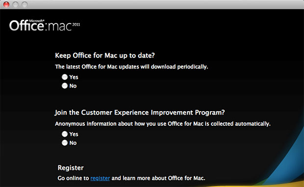 Keep Office for Mac up to date? window