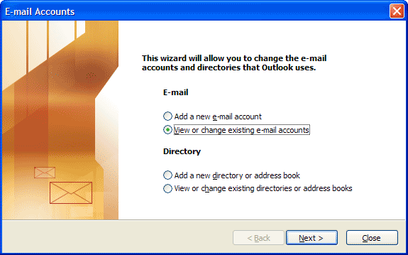 Email Accounts window