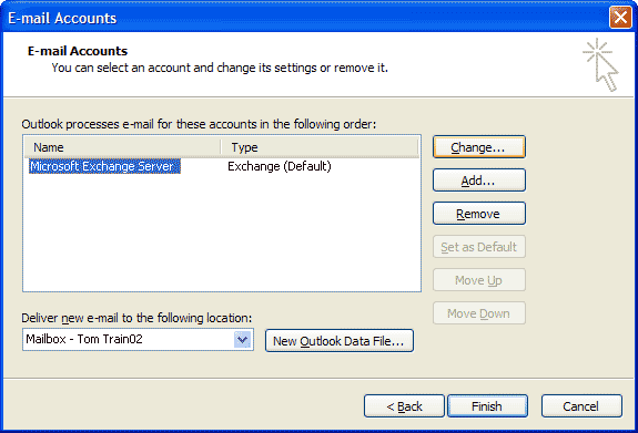Email Accounts window