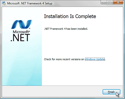 .NET Framework 4 Setup window