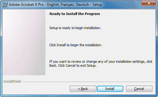 Ready to Install Program window