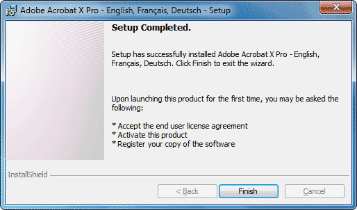 Setup Complete window