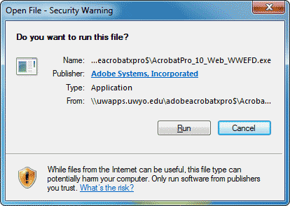 Security Warning window