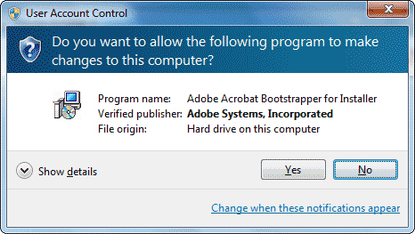 User Account Control window