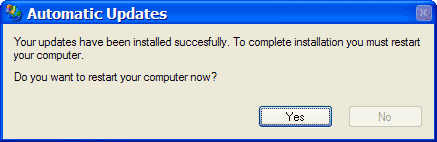 Automatic Updates restart window