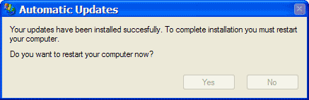 Automatic Updates restart window