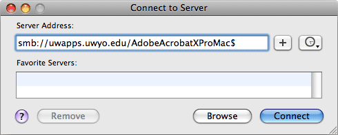 Connect to Server window