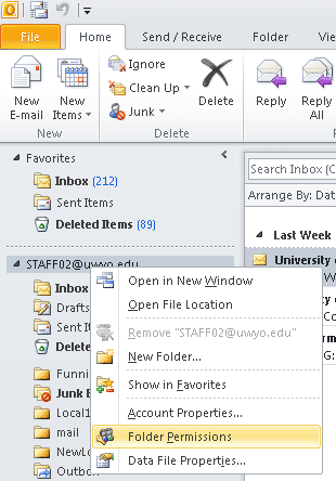 Microsoft Outlook 2010 Shared Calendar Permissions