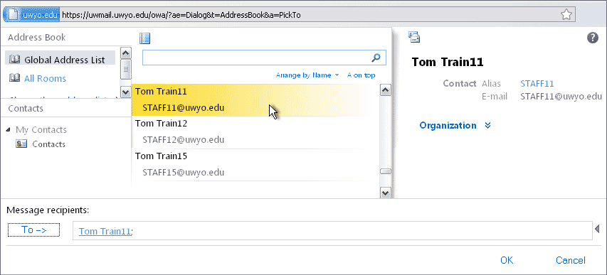 Address Book window