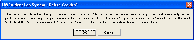 Delete Cookies? window