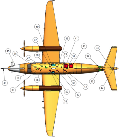 Top view of research modifications schematic for UWKA-2