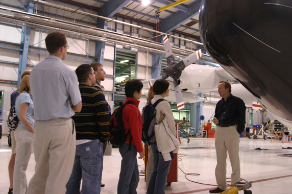Jorgen Jensen and UW students visiting NCAR C-130