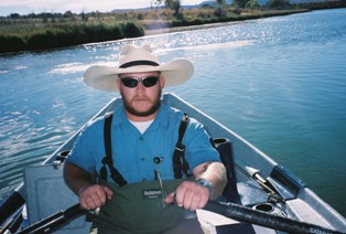 Bryan in a boat