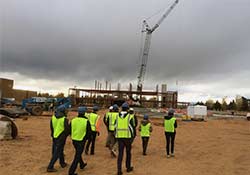 Architectural engineering students tour the High Bay construction site.