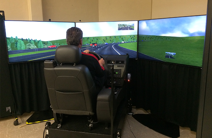 The UW driving simulator in the Engineering Building.