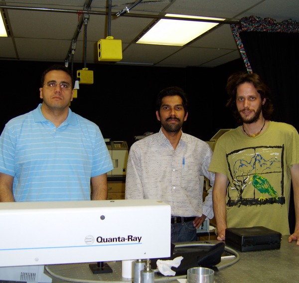 Tamer, Kumar, and Will getting ready for a Flash Photolysis Study