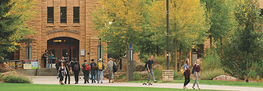 Students walking on campus