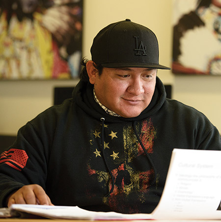 Student  Lee Tendore, studying in the Native American Education Research and Cultural Center