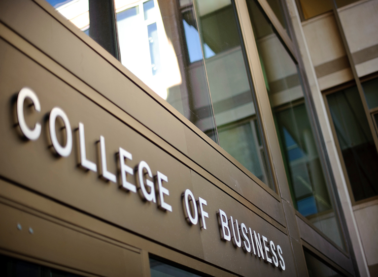 side image of the college of business sign