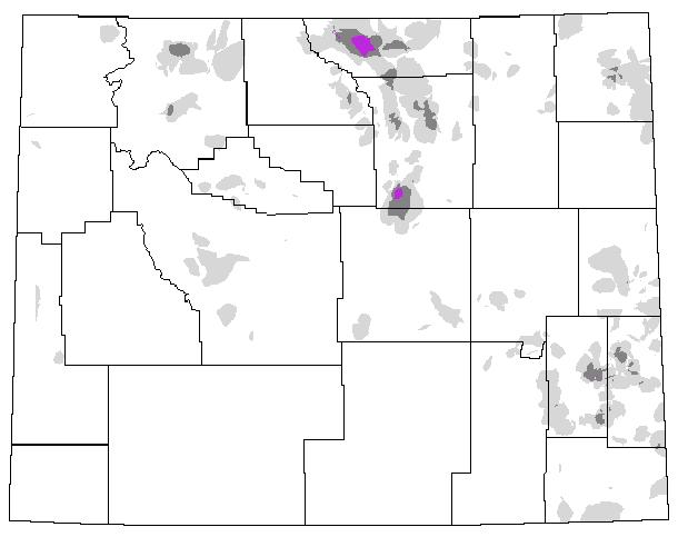 Fig. 3. Spatial distribution of rangeland grasshopper outbreaks in Wyoming from 1960 to 1969