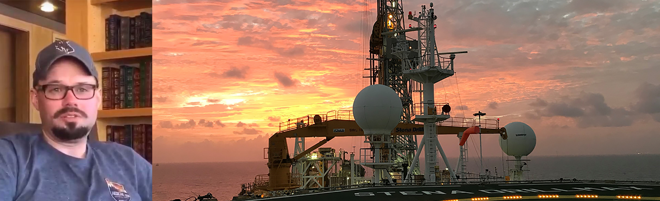 sunset over Will White's oil rig