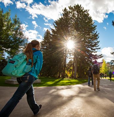 Students walking on campus