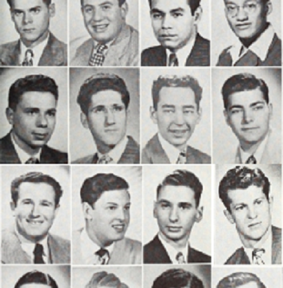 1940s style clothing and hair on men posing for composite photo